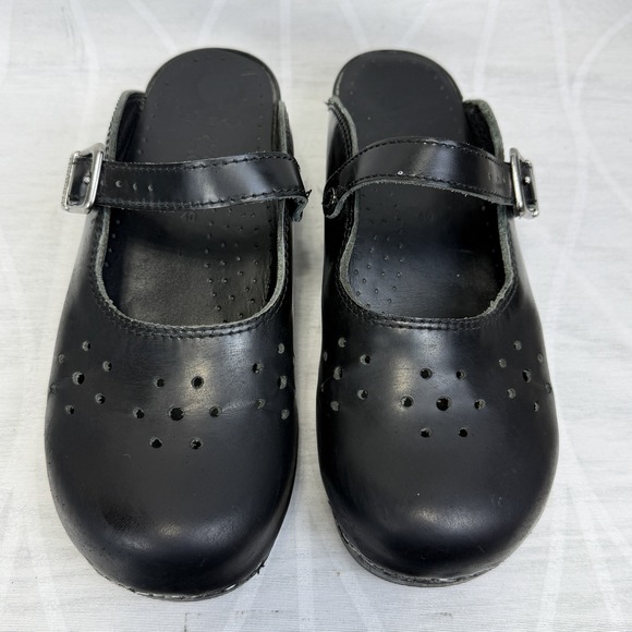 Dansko Merrie Mary Jane Clogs Black Perforated Open Heel Size 40 - US 9.5 / 10 - Picture 2 of 8